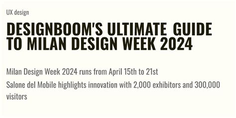 designboom's ultimate guide to milan design week 2024